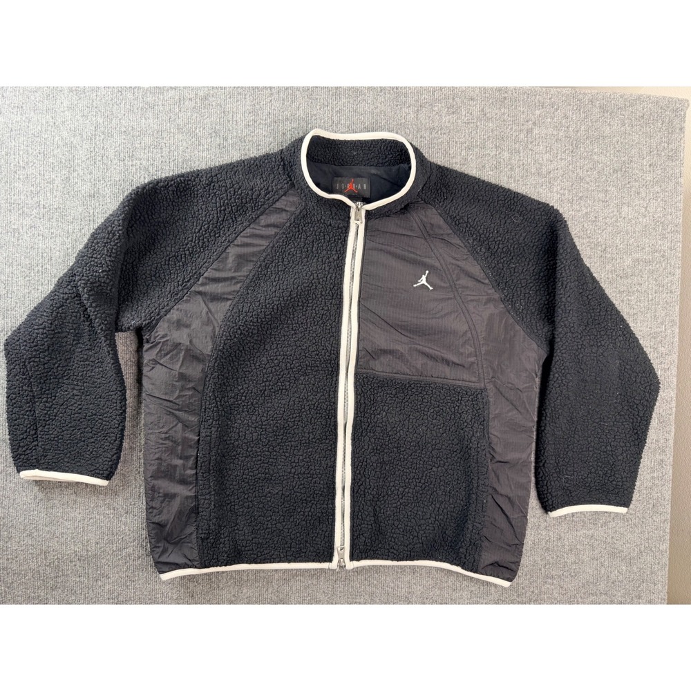 Jordan Sherpa Fleece Jacket Mens XL Black Full Zip Ripstop Jumpman Streetwear